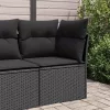  fekete polyrattan kerti sarokkanapé párnákkal
