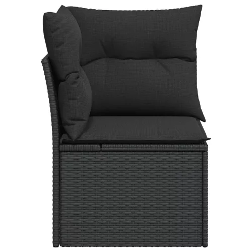  fekete polyrattan kerti sarokkanapé párnákkal