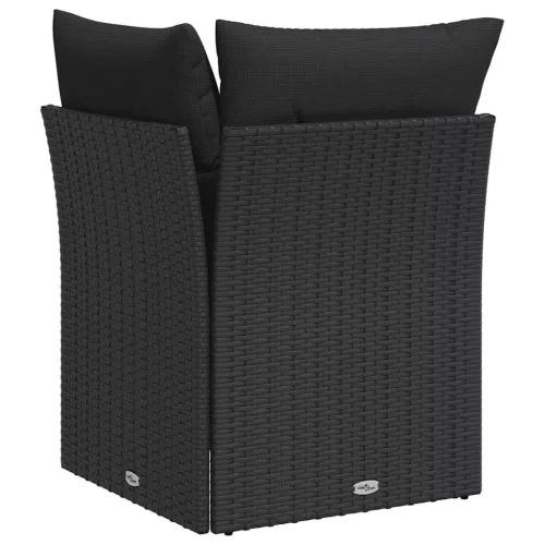  fekete polyrattan kerti sarokkanapé párnákkal