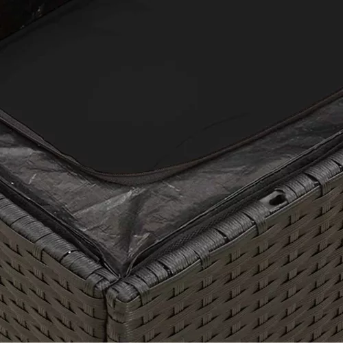  fekete polyrattan kerti sarokkanapé párnákkal