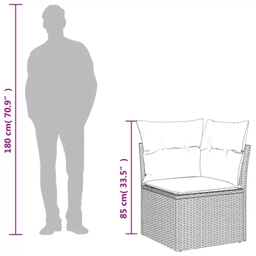  fekete polyrattan kerti sarokkanapé párnákkal
