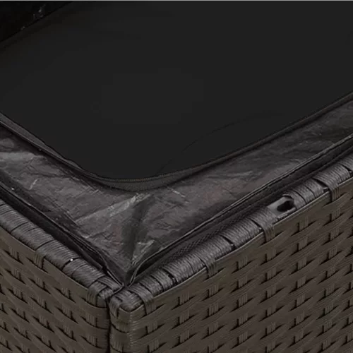  fekete 3 személyes polyrattan kerti kanapé párnákkal