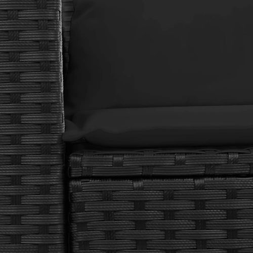  2 személyes fekete polyrattan kerti kanapé párnával