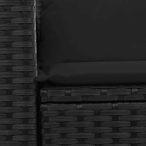  2 személyes fekete polyrattan kerti kanapé párnával