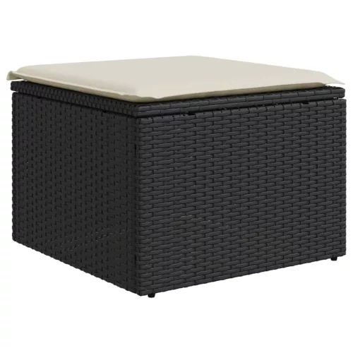  fekete polyrattan kerti szék párnával 55 x 55 x 37 cm