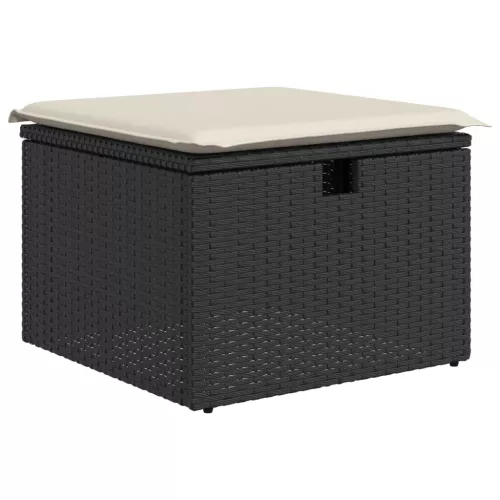  fekete polyrattan kerti szék párnával 55 x 55 x 37 cm