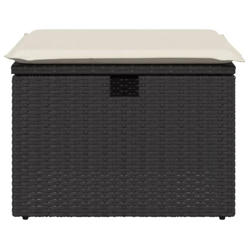  fekete polyrattan kerti szék párnával 55 x 55 x 37 cm