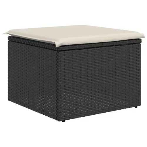  fekete polyrattan kerti szék párnával 55 x 55 x 37 cm