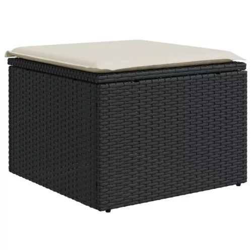  fekete polyrattan kerti szék párnával 55 x 55 x 37 cm