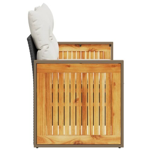  2 személyes fekete polyrattan kerti kanapé párnával