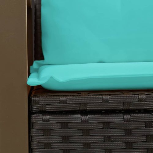  kétszemélyes fekete polyrattan kerti kanapé párnákkal