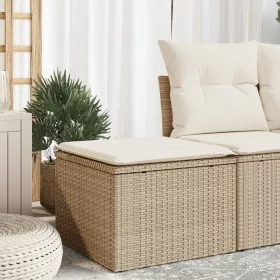  bézs polyrattan kerti szék párnával 55 x 55 x 37 cm