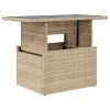  bézs polyrattan üveglapos kerti asztal 100 x 55 x 73 cm