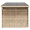  bézs polyrattan üveglapos kerti asztal 100 x 55 x 73 cm