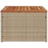  bézs polyrattan és akácfa kerti asztal 55 x 55 x 37 cm