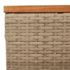  bézs polyrattan és akácfa kerti asztal 55 x 55 x 37 cm