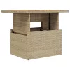  bézs polyrattan és akácfa kerti asztal 100 x 55 x 73 cm