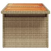  bézs polyrattan és akácfa kerti asztal 100 x 55 x 73 cm