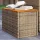  2 db bézs polyrattan és tömör fa kerti kisasztal 55x34x37 cm