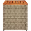  2 db bézs polyrattan és tömör fa kerti kisasztal 55x34x37 cm