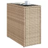  bézs polyrattan kerti kisasztal üveg asztallappal 58x27,5x55 cm