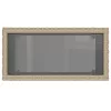  bézs polyrattan kerti kisasztal üveg asztallappal 58x27,5x55 cm