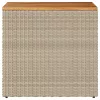  bézs polyrattan kerti kisasztal fa asztallappal 58x27,5x55 cm
