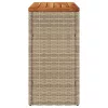  bézs polyrattan kerti kisasztal fa asztallappal 58x27,5x55 cm