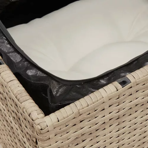  bézs polyrattan karfa nélküli kerti kanapé párnával