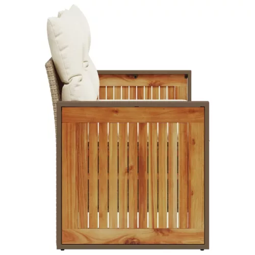  2 személyes bézs polyrattan kerti kanapé párnával