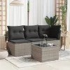  szürke polyrattan üveglapos kerti asztal 55 x 55 x 37 cm