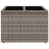  szürke polyrattan üveglapos kerti asztal 55 x 55 x 37 cm