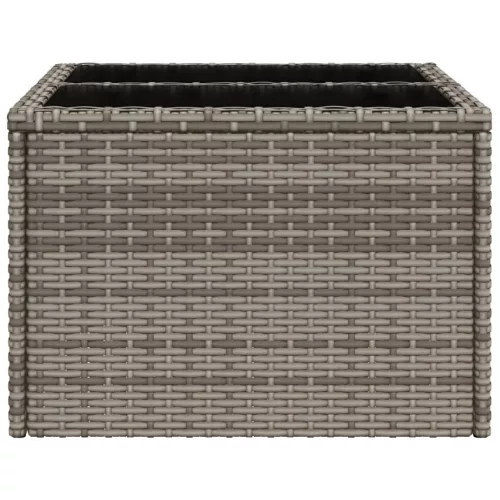 szürke polyrattan üveglapos kerti asztal 55 x 55 x 37 cm