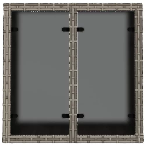  szürke polyrattan üveglapos kerti asztal 55 x 55 x 37 cm