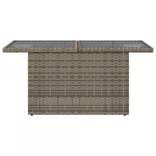  szürke polyrattan üveglapos kerti asztal 100x55x73 cm