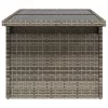  szürke polyrattan üveglapos kerti asztal 100x55x73 cm