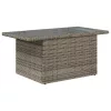  szürke polyrattan üveglapos kerti asztal 100x55x73 cm