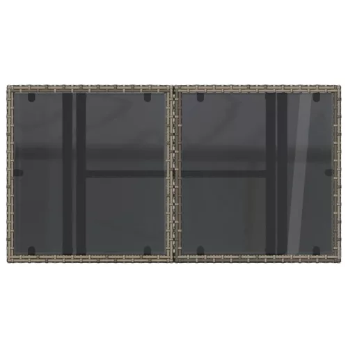  szürke polyrattan üveglapos kerti asztal 100x55x73 cm