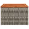  szürke polyrattan és akácfa kerti asztal 55 x 55 x 37 cm