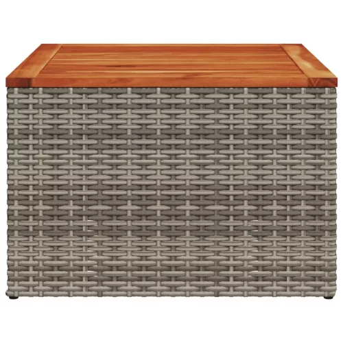  szürke polyrattan és akácfa kerti asztal 55 x 55 x 37 cm