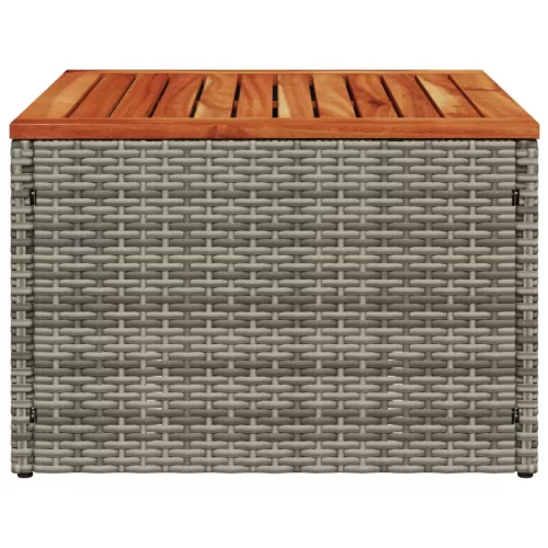  szürke polyrattan és akácfa kerti asztal 55 x 55 x 37 cm