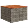  szürke polyrattan és akácfa kerti asztal 55 x 55 x 37 cm