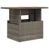  szürke polyrattan és akácfa kerti asztal 100 x 55 x 73 cm