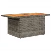  szürke polyrattan és akácfa kerti asztal 100 x 55 x 73 cm