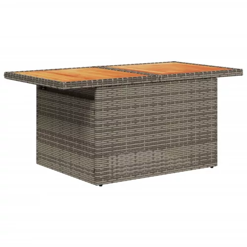  szürke polyrattan és akácfa kerti asztal 100 x 55 x 73 cm