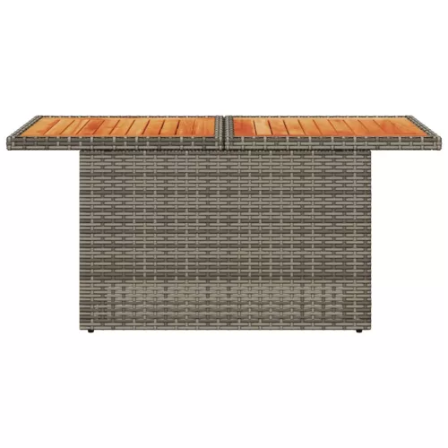  szürke polyrattan és akácfa kerti asztal 100 x 55 x 73 cm