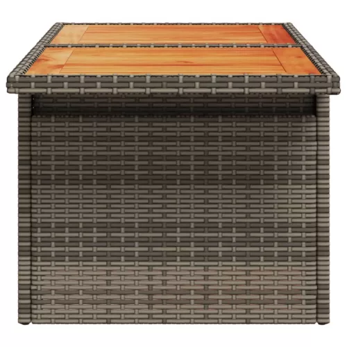  szürke polyrattan és akácfa kerti asztal 100 x 55 x 73 cm