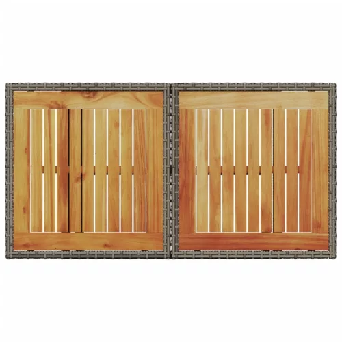  szürke polyrattan és akácfa kerti asztal 100 x 55 x 73 cm