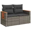  2 személyes szürke polyrattan kerti kanapé párnával