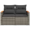  2 személyes szürke polyrattan kerti kanapé párnával